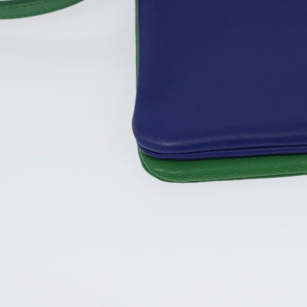 Authentic CELINE Trio Shoulder Bag Leather Green Gold - Picture 7 of 16